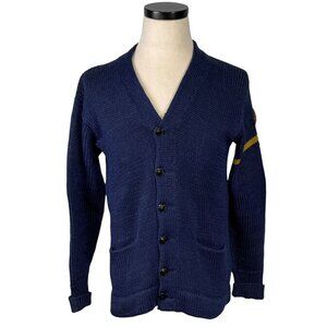 Vintage 1950s Pioneer Sportswear Knit Navy Cardigan Sweater Large